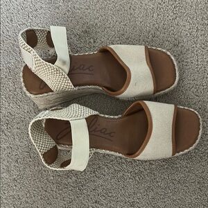 Zodiac Cream and Tan Espadrilles with Adjustable Ankle Strap